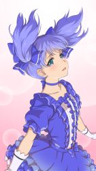 Rule 34 | 1girl, blue dress, blue hair, blue ribbon, bow, commentary request, dress, elbow gloves, frilled dress, frills, gloves, green eyes, hair bow, hair ribbon, layered dress, looking at viewer, medium hair, nijisanji, open mouth, puffy short sleeves, puffy sleeves, ribbon, shinmai (kyata), short dress, short sleeves, short twintails, smile, solo, standing, twintails, upper body, virtual youtuber, white gloves, wind, yuuki chihiro, yuuki chihiro (1st costume)
