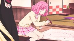 Rule 34 | 10s, 1girl, animated, animated gif, kofuku (noragami), lowres, noragami, pink hair, plaid, plaid skirt, pleated skirt, short hair, skirt