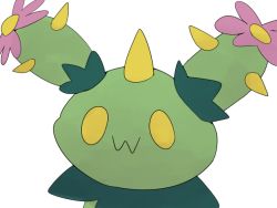 Rule 34 | 0 0, :3, animal focus, blank eyes, boke-chan, closed mouth, creatures (company), flat color, flower, game freak, gen 5 pokemon, maractus, nintendo, no humans, pink flower, pokemon, pokemon (creature), portrait, simple background, sketch, solo, spikes, white background, yellow eyes