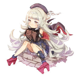 Rule 34 | 1girl, azur lane, blunt bangs, blush, closed mouth, commentary request, cross, gloves, grey hair, hands on own cheeks, hands on own face, hat, headpiece, iron cross, jacket, knees up, leg strap, long hair, long sleeves, looking to the side, lovestruck, mole, mole under eye, nekomanma-sensei, puffy sleeves, shoes, sidewalk, simple background, sitting, sketch, smile, solo, very long hair, white background, white gloves, yellow eyes, z46 (azur lane)