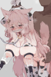 Rule 34 | 1boy, 1girl, animal ears, animal print, arknights, armpits, arms up, bdsm, bikini, bikini top lift, bikini top only, blush, bondage, bottomless, bound, bound arms, breasts, breasts out, chain, chain leash, clothes lift, collar, collarbone, completely nude, cow print, cow print bikini, crying, crying with eyes open, cum, cum in pussy, cum overflow, dog tail, elbow gloves, gloves, hanging breasts, hetero, lactation, large breasts, leaning forward, leash, micro bikini, milking machine, nipples, nude, pink hair, pozyomka (arknights), print bikini, print gloves, print thighhighs, rape, red eyes, rope, sex, sex from behind, solo focus, standing, standing sex, steaming body, swimsuit, tail, tears, thigh gap, thighhighs, unitedunti, white bikini, white gloves, white thighhighs, wolf ears, wolf girl, wolf tail