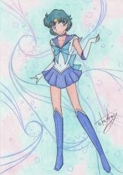 Rule 34 | 1girl, bishoujo senshi sailor moon, boots, bubble, gloves, heart, mizuno ami, sailor mercury, sailor senshi uniform, short hair