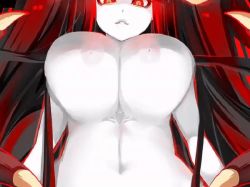 Rule 34 | animated, animated gif, black hair, bouncing breasts, breasts, colored skin, cowgirl position, demon girl, demon wings, eyelashes, hime cut, horns, long hair, pure white demon (succubus prison), red eyes, sex, shiki (psychedelic g2), solo, straddling, succubus prison, suggestive, white skin, wings