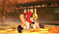 Rule 34 | 1boy, 1girl, animated, animated gif, barefoot, belt, bent over, black belt, black hair, blonde hair, capcom, clenched teeth, clothed sex, clothes pull, doggystyle, dougi, fatal fury, gloves, hetero, jacket, karate gi, lowres, m.u.g.e.n, makoto (street fighter), martial arts belt, mugenspriteslover, panties, pants, pants pull, pixel art, rape, red jacket, rock howard, sex, sex from behind, short hair, snk, street fighter, teeth, the king of fighters, top-down bottom-up, underwear