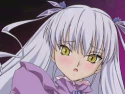 Rule 34 | 00s, 1girl, barasuishou, blush, flower, long hair, rozen maiden, silver hair, solo, twintails, two side up, yellow eyes