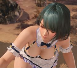 Rule 34 | 3d, apron, black hair, breasts, cleavage, large breasts, maid, short hair, solo