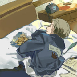 Rule 34 | 1boy, chips (food), cing, food, hotel dusk, kyle hyde, lowres, male focus, potato chips, sleeping, solo