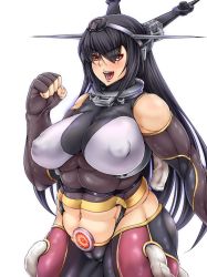 Rule 34 | 10s, 1girl, abs, bad id, bad twitter id, bare shoulders, black hair, blush, bodysuit, breasts, cameltoe, curvy, covered erect nipples, gloves, headdress, headgear, huge breasts, kandata nijou, kantai collection, large breasts, long hair, midriff, military, military uniform, nagato (kancolle), navel, open mouth, pants, red eyes, smile, solo, standing, thick thighs, thighs, tight clothes, tight pants, uniform, wide hips
