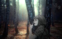 Rule 34 | 1girl, crying, day, forest, tree