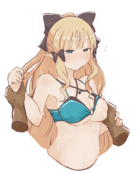 Rule 34 | 1girl, blonde hair, blush, breasts, elf, highres, keinesandayoooo, large breasts, long hair, pointy ears, princess connect!, saren (princess connect!), swimsuit