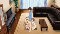 Rule 34 | 00s, 1boy, 2girls, age difference, akizuki airi, anilingus, animated, animated gif, barefoot, black hair, black socks, blonde hair, bottomless, bow, breasts, breasts out, brown hair, cabinet, carpet, censored, closed eyes, controller, couch, curtains, faceless, faceless male, feet, fellatio, hair bow, hetero, indoors, kneehighs, kneeling, long hair, medium breasts, multiple girls, no panties, oni chichi, open clothes, open shirt, oral, painting (action), penis, plant, poro, remote control, sana kuraka, screencap, seiza, shirt, short hair, sideboob, sitting, socks, standing, striped legwear, table, teamwork, television, thighhighs, toes, twintails, vase, white shirt, wooden floor