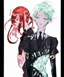 Rule 34 | 2others, androgynous, cinnabar (houseki no kuni), houseki no kuni, long bangs, multiple others, tagme, white background