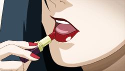 Rule 34 | 1girl, animated, animated gif, applying makeup, black lagoon, close-up, lips, lipstick, lowres, makeup, nail polish, red lips, shenhua, tagme