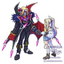 1boy 1girl cape digimon digimon_(creature) mask vamdemon vamdemon_x-antibody vampire