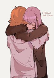 Rule 34 | 2girls, alternate costume, amlichan, arms around neck, couple, ear piercing, face-to-face, hand on another&#039;s back, head on another&#039;s shoulder, highres, hololive, hololive english, hood, hoodie, hug, long hair, mori calliope, multiple girls, mutual hug, orange hair, piercing, pink hair, standing, takanashi kiara, virtual youtuber, yuri