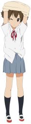 Rule 34 | absurdres, blue skirt, brown hair, highres, k-on!, pink eyes, school uniform, skirt, suzuki jun, tagme, transparent background, vector trace