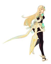 Rule 34 | 1girl, ass, bare shoulders, black pantyhose, blonde hair, breasts, dangle earrings, dress, drop earrings, earrings, elbow gloves, gloves, jewelry, large breasts, lobsterbaby99, long hair, microdress, mythra (massive melee) (xenoblade), mythra (xenoblade), pantyhose, swept bangs, thigh strap, tiara, very long hair, white dress, white gloves, xenoblade chronicles (series), xenoblade chronicles 2, yellow eyes