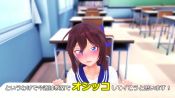Rule 34 | 1girl, animated, black thighhighs, blue eyes, blush, bottomless, brown hair, censored, classroom, desk, hands on own knees, hikamo123, looking at viewer, minase hikari, peeing, pussy, school uniform, solo, sound, squatting, thighhighs, video