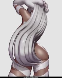Rule 34 | 1girl, 3d, :d, animal ears, animated, arms behind head, ass, ass focus, bare shoulders, body fur, boku no hero academia, breast focus, breasts, cat paws, cleavage, cosplay, curvy, dark-skinned female, dark skin, fangs, felicia (cosplay), felicia (vampire), functionally nude, glowing, glowing eyes, highres, large breasts, long hair, mirko, multiple views, no bra, no panties, open mouth, presenting, rabbit ears, rabbit girl, rabbit tail, rushzilla, smile, solo, standing, tagme, thick thighs, thighs, turnaround, vampire (game), very long hair, video, white fur, white hair, wide hips