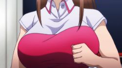 Rule 34 | 1girl, animated, bouncing breasts, breasts, brown hair, getsuyoubi no tawawa, head out of frame, jogging, large breasts, long hair, lowres, solo