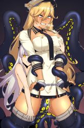Rule 34 | 2girls, ^^^, absurdres, ahegao, azur lane, black gloves, black legwear, black necktie, blonde hair, blush, bound, bound wrists, grabbing another&#039;s breast, breasts, clenched teeth, closed mouth, copyright request, dyun, fingerless gloves, gloves, grabbing, grabbing from behind, green eyes, hair between eyes, hat, height difference, highres, large breasts, long hair, long sleeves, multiple girls, necktie, nude, purple hair, pussy juice, rolling eyes, siren (azur lane), smile, tears, teeth, tennessee (azur lane), tentacle sex, tentacles, thighhighs, yellow eyes, yuri