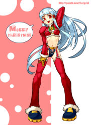 Rule 34 | 1girl, christmas, gloves, kula diamond, long hair, red eyes, red gloves, smile, snk, solo, the king of fighters