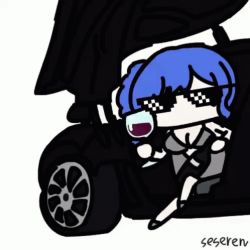 Rule 34 | 1girl, animated, animated gif, azur lane, breasts, car, cleavage, cup, deal with it (meme), drinking glass, lowres, meme, motor vehicle, seseren, st. louis (azur lane), st. louis (luxurious wheels) (azur lane), sunglasses, wine glass