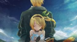 Rule 34 | 10s, 1girl, absurdres, blonde hair, brother and sister, choker, closed eyes, edna (tales), eizen (tales), gloves, hair ribbon, hairband, highres, ribbon, short hair, siblings, side ponytail, single glove, tales of (series), tales of zestiria, toori monchi, umbrella