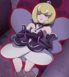 Rule 34 | 10s, 1girl, black gloves, blonde hair, bracelet, elbow gloves, closed eyes, gloves, happinesscharge precure!, haruyama kazunori, jewelry, lips, lying, on back, precure, queen mirage, short hair, solo