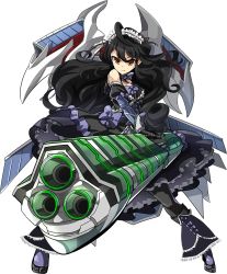 Rule 34 | 1girl, artist request, bare shoulders, black hair, black pantyhose, black skirt, boots, detached sleeves, elbow gloves, frilled skirt, frills, full body, gloves, gothic lolita, gun, holding, holding gun, holding weapon, knee boots, lolita fashion, long hair, official art, oshiro project:re, oshiro project:re, pantyhose, skirt, solo, thigh boots, thighhighs, transparent background, tsuwano (oshiro project), very long hair, wavy hair, weapon, yellow eyes