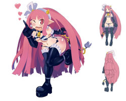 Rule 34 | 1girl, ass, bikini, blush, boots, breasts, disgaea, heart, horns, nipples, open mouth, pink hair, swimsuit, tagme, tail, wide hips, yoh-sl