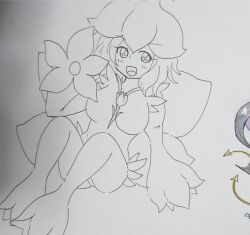 Rule 34 | digimon, digimon (creature), fairy, flower, highres, lilamon, monster girl, petals, plant, plant girl, traditional media