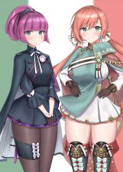 Rule 34 | 2girls, blush, breasts, carcano m1891 (girls&#039; frontline), carcano m91/38 (girls&#039; frontline), earrings, girls&#039; frontline, green eyes, highres, jewelry, large breasts, long hair, multiple girls, nezumi7983, pantyhose, purple hair, short hair, small breasts, smile, thighs, very long hair
