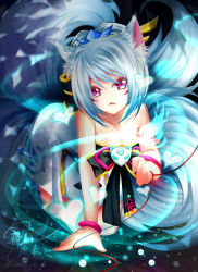 Rule 34 | 1girl, elsword, female focus, highres, kanmai x sou, multiple tails, solo, tagme, tail, white hair