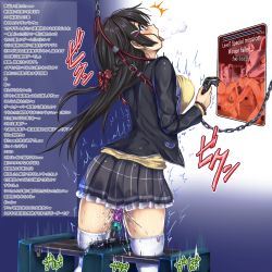 Rule 34 | 1girl, 3boys, ^^^, bdsm, black hair, black jacket, black skirt, blazer, blush, bondage, bound, bow, braid, breasts, censored, chain, chained, commentary request, controller, crying, crying with eyes open, dildo, english text, female ejaculation, forced orgasm, fox mask, french braid, frilled skirt, frills, from behind, game controller, hair bow, hair ornament, hairclip, heavy breathing, highres, holding, jacket, lock, long hair, long sleeves, looking up, mask, medium breasts, miniskirt, monikano, multiple boys, nijisanji, nude, object insertion, open clothes, open jacket, open mouth, orgasm, padlock, plaid, plaid skirt, pleated skirt, predicament bondage, pussy juice, red bow, restrained, saliva, screen, sex machine, sex toy, skindentation, skirt, solo focus, standing, stationary restraints, sweat, sweater, tears, thighhighs, tongue, tongue out, translation request, tsukino mito, tsukino mito (1st costume), vaginal, vaginal object insertion, virtual youtuber, white thighhighs, wide-eyed