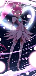 Rule 34 | 10s, 1girl, alternate costume, brooch, clenched hand, cure blossom, cure blossom (super silhouette), elbow gloves, gloves, hanasaki tsubomi, heart, heart brooch, heartcatch precure!, highres, jewelry, magical girl, pink eyes, pink hair, ponytail, precure, solo, super silhouette (heartcatch precure!), thighhighs, tj-type1, white thighhighs