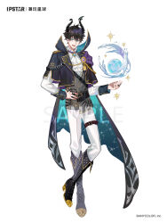 Rule 34 | 1boy, :d, aiguillette, alternate costume, annotation request, aqua cape, aquarius (constellation), ascot, asymmetrical horns, belt, belt buckle, black belt, black cape, black footwear, black hair, black jacket, blue eyes, blue gemstone, boots, brooch, buckle, buttons, cancer (constellation), cape, claw ring, commentary, constellation print, constellation request, copyright notice, cropped jacket, cross-laced footwear, crossed legs, diamond button, ear piercing, earrings, english commentary, fangs, frilled shirt collar, frills, full body, gem, gemini (constellation), gold trim, grey vest, hair between eyes, hand on own hip, high collar, high heel boots, high heels, highres, hitokoto, horns, jacket, jewelry, lace-up boots, lapels, layered sleeves, leo (constellation), libra (constellation), long sleeves, looking at viewer, male focus, mixed-language commentary, multiple rings, nijisanji, nijisanji en, official art, open mouth, orb, pants, partially annotated, piercing, pisces (constellation), purple gemstone, ren zotto, ring, sample watermark, shirt, short hair, short over long sleeves, short sleeves, shoulder belt, simple background, sleeve cuffs, smile, solo, sparkle, standing, star (symbol), stud earrings, taurus (constellation), teeth, thigh belt, thigh strap, two-sided cape, two-sided fabric, uneven horns, vest, virgo (constellation), virtual youtuber, watermark, watson cross, white ascot, white background, white pants, white shirt