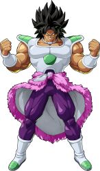 Rule 34 | 1boy, absurdres, armor, arms at sides, black eyes, black hair, broly (dragon ball super), dragon ball, dragon ball fighterz, dragon ball super, dragon ball super broly, expressionless, frown, highres, jewelry, looking away, male focus, necklace, official art, pants, purple legwear, purple pants, recolor, scar, short hair, simple background, spiked hair, standing, upper body, white background, wristband