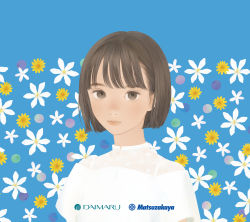 Rule 34 | 1girl, blue background, blueberry, blunt bangs, blunt ends, bob cut, brown eyes, brown hair, daisy, floral background, flower, food, fruit, highres, lime (fruit), looking at viewer, mango, matayoshi, original, patterned background, pomegranate, realistic, shirt, short hair, solo, sunflower, upper body, white flower, white shirt, yellow flower