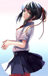 Rule 34 | 10s, 1girl, absurdres, bow, from side, hair ribbon, highres, kimi no na wa., looking at viewer, miyamizu mitsuha, own hands clasped, own hands together, parted lips, pleated skirt, ponytail, ribbon, rur (ml ruru), school uniform, sidelocks, skirt, solo