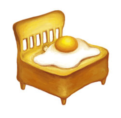 Rule 34 | 1girl, bad id, bad pixiv id, bed, blonde hair, bread slice, closed eyes, egg, egg (food), food, fried egg, fried egg on toast, nona drops, short hair, sleeping, solo, toast, what