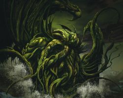 Rule 34 | cthulhu, cthulhu mythos, green theme, monster, no humans, ocean, tagme, tentacles