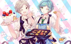 Rule 34 | 2boys, baking, blue hair, cake, cookie, ensemble stars!, male focus, multiple boys, shinkai kanata