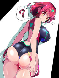 Rule 34 | 1girl, breasts, harubato, highres, large breasts, pyra (pro swimmer) (xenoblade), pyra (xenoblade), red eyes, red hair, solo, swimsuit, xenoblade chronicles (series), xenoblade chronicles 2