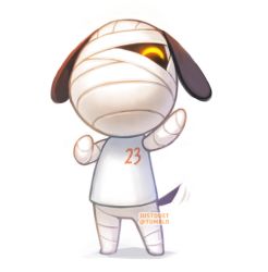 Rule 34 | 1boy, airuko (justduet), animal ears, artist name, bandages, dog ears, dog tail, animal crossing, image sample, lucky (animal crossing), male focus, nintendo, simple background, solo, tail, tumblr sample, white background, yellow eyes