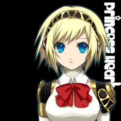 Rule 34 | 1girl, aegis (persona), amagai yukino, android, atlus, blonde hair, blue eyes, breasts, gradient background, persona, persona 3, ribbon, solo