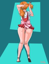 Rule 34 | 1girl, ass, curvy, dress, highres, hip focus, legs, long hair, nami (one piece), nami (one piece) (whole cake island), one piece, orange hair, pinkpawg, solo, thick thighs, thighs, twintails, wide hips