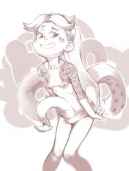 Rule 34 | 1girl, bikini, looking at viewer, micro bikini, monochrome, simon 7617118, star butterfly, star vs the forces of evil, swimsuit, tattoo, tentacles