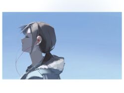 Rule 34 | 1girl, absurdres, blue jacket, blue sky, brown hair, closed eyes, commentary request, day, earbuds, earphones, girls band cry, highres, hood, hooded jacket, iseri nina, jacket, kingofmars, music, open mouth, outdoors, short twintails, singing, sky, solo, twintails, upper body