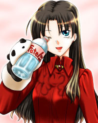 Rule 34 | 00s, 1girl, bottle, fate/stay night, fate (series), puppet, solo, tohsaka rin, turtleneck